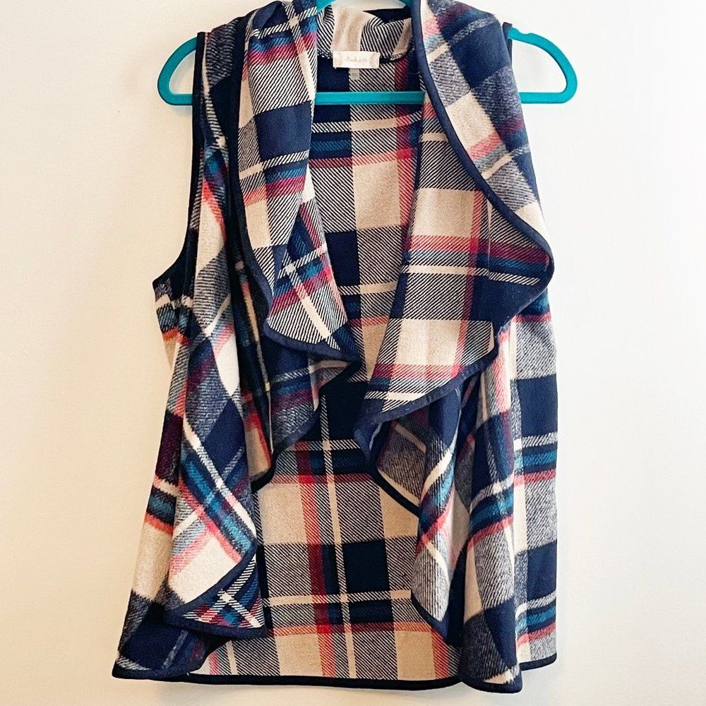 Plaid Open Waterfall Sweater Vest Cabincore Cozy - Altar'd State - Size Large